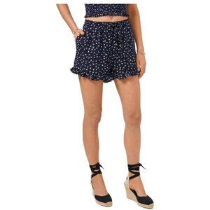 NWT 1.State Navy Printed Ruffle Hem Short Revolve Size M